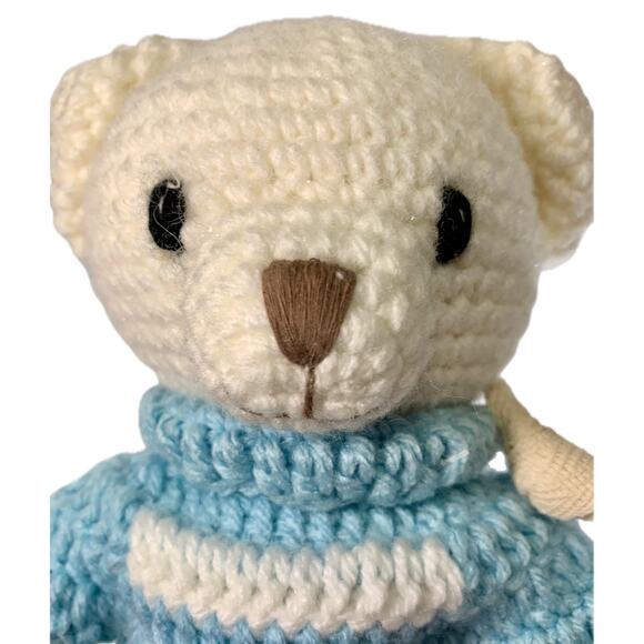 Polar Bear Hallmark Knit Handmade 12" Boy White with Blue Sweater in Gift Box - Picture 5 of 8